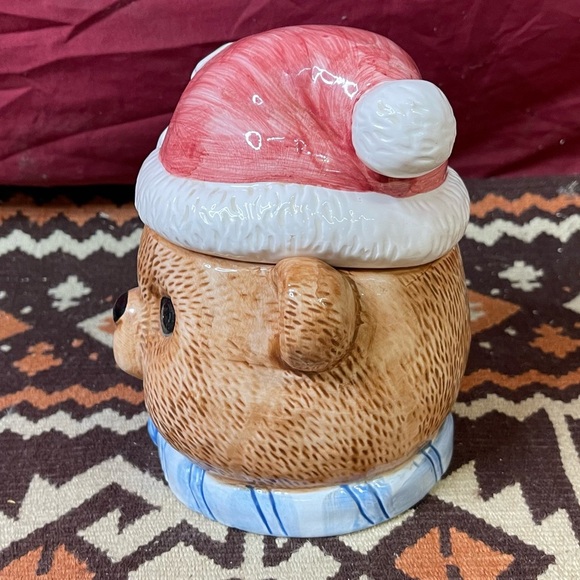 Vintage 1990’s Teddy Bear Christmas Canister Candy Dish With Lid - Picture 4 of 5